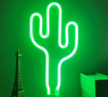 DUDIU Cactus Neon Sign Green Cactus Led Night Light for Wall Light Up Sign Battery or USB Operated Cactus Neon Signs for Bedroom Living Room Kids Room Bar Christmas Party Decorations