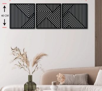 Home Gallery Geometric wood wall art – set of 3 modern panel each 40×40