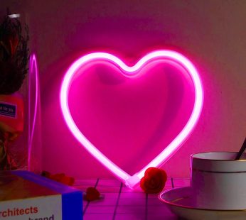 Heart Neon Sign, Battery Operated or USB Powered LED Neon Light for Party, Home Decoration Lamp, Table & Wall Decoration Light, Mother’s Day Gift and Kids Gift