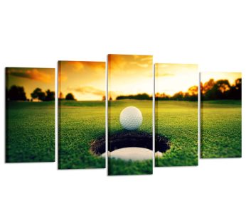Kreative Arts – Golf Course Scenery Canvas Wall Art Contemporary Sunset Canvas Prints Framed Poster Prints for Home Decor 5 Panels Wall Decorations for Living Room Office (Medium Size 40x24inch)