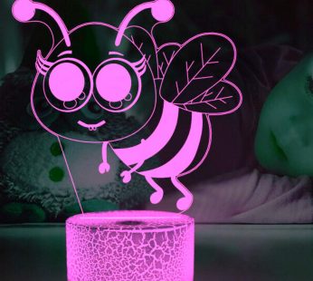 Jinnwell 3D Bee Night Light Lamp Illusion 7 Color Changing Touch Switch Table Desk Decoration Lamps Gift with Acrylic Flat ABS Base USB Cable Toy