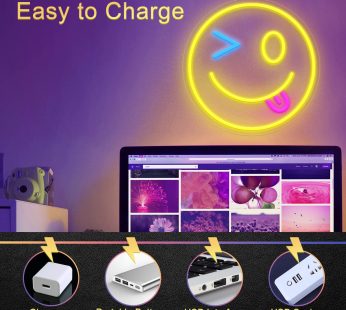 Smiley Face Neon Sign, Smiley Face Led Light Signs for Bedroom Wall, USB Powered Smiley Face Party Decorations, Smiley Face Decor for Kids, Teen, 11.4 inch Large Smiley Face with On/Off Switch