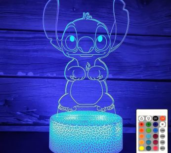 Nutyser Stitch Gift 3D Night Light for Kids – Stitch Anime 3D lamp with Remote & Smart Touch 16 Colors Changing Stitch Led Light – Dimmable Stitch Toys for Teens Boys Girls Birthday Gifts Christmas