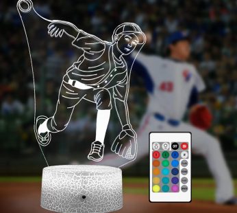 YongBuangx 3D Illusion Baseball Night Light: Baseball Light with Remote Control and Smart Touch, Baseball Lamp Baseball Room Decor for Kids Birthday Christmas Gifts