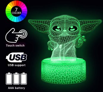 3D Illusion Star Wars Night Light for Kids. 3 Patterns Baby Yoda LED Night Lamp, Baby Yoda Toys 7 Color 16 Changes, Great Christmas Birthday Gifts for Star Wars Fans Boys Girls