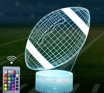 LED Football Night Light,3D Illusion Light 16 Colors Changeable Decor Lights-USB Cable Powered Remote Controller Best B-Day Xmas Gift for Football Player Kids Teen