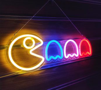 Game Neon Sign Ghost Led Neon Lights Neon Signs for Bedroom Wall 17”x6” Retro Arcade Decor with USB/Switch Ghost Neon light for Gaming Room Man Cave Birthday Halloween Christmas Gift
