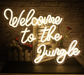 FAXFSIGN Welcome to the Jungle Neon Sign Green Led Word Neon Light Signs for Wall Decor Usb Letter Light Up Sign for Garden Home Entryway Front Porch Party Gift
