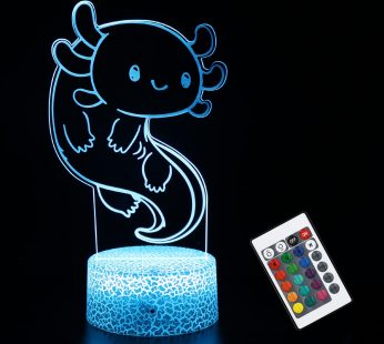 BASICM 16 Colors Night Light 3D Illusion Table Lamp with Touch & Remote Control Birthday Decoration Gift Axolotl Merch