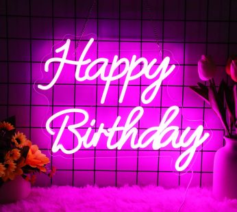 Neonwall Happy Birthday Neon Sign, Neon Happy Birthday Sign for Backdrop – LED Neon Happy Birthday Light Up Sign for Birthday Party Decoration (Warm White)