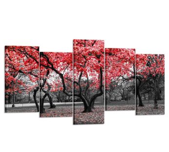 Kreative Arts – 5 Pieces Modern Canvas Painting Wall Art The Picture for Home Decoration Black White and Red Tree Landscape Print On Canvas Giclee Artwork for Wall Decor