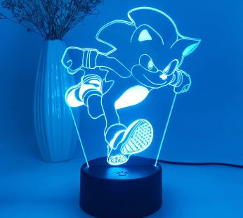 Windgro Anime 3D Night Light Sonic The Hedgehog Two 3D Illusion Night Light 16 Colors with Remote Control Table Lamp Kids Bedroom Decorations Stuff Creative Gift for Boys Girls