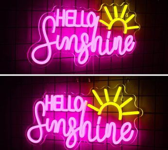 Horseneon Hello Sunshine Neon Signs for Bedroom Wall Decor,Letter LED Sign,Neon Light Sign for Room Decor,Light up Sign for Bar,Party,Cafe,Birthday Decor,Gifts for Girls，Pink Yellow