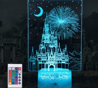 Uyeyuy Creative 3D Illusion lamp Castle Night Light with Remote & Smart Touch 7 Colors + 16 Colors Changing Dimmable Castle Kids Night Light 2-12 Year Old Boy or Girl Christmas Brithday Gifts