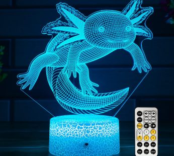NINE SQUARE EGOU Axolotl Gifts Night Light for Kids, Axolotl Lamp with Touch and Remote 7 Colors Changing Timer Dimmable Axolotl Night Light Cool Room Decor Bedside Lamp for Boys Girls