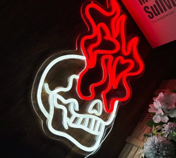 Skull Head Neon Signs for Wall Decor, LED Signs Skeleton Night Light Signs, Hanging Neon Sign for Window Porch Front Door Beer Bar Man Cave Club Bedroom Party Decor Indoor Gifts(16.1 * 10.6in)