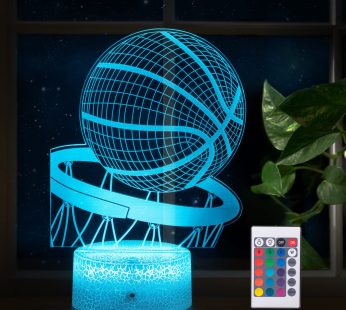Lmgy Basketball Night Light,3D Illusion Led Lamp , 16 Colors Dimmable with Remote Control Smart Touch, Best Christmas Birthday Gift for 3,4,5,6,7,8 Year Old Boy Girl Kids, Suitable for Basketball fans