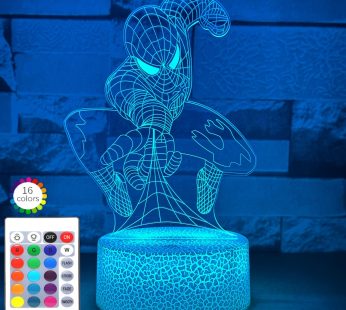 RUTICH Superhero Gift Night Light for Boys,16 Colors Dimmable 3D Illusion Lamp with Remote & Smart Touch,Bedroom Decorations Bedside Adults Teens Girls Boys Birthday Christmas Gifts, 7.8×5.1×3.9