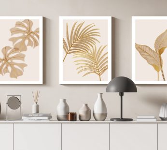 Home gallery Canvas wall art, abstract framed portrait of golden foliage 60x40cm