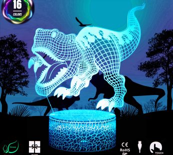FUFUYOU Dinosaur Toys, 16 Colors 3D Illusion Lamp,Acrylic Dimmable Remote Control Night Light for Kids Age 2 3 4 5 6 7 8-12 Year Old Boys Girl Christmas Birthday Halloween Gifts