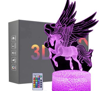 Unicorn Night Lights,3D Optical Illusion LED Lamps with Remote Control & RGB Colors Sleep Aid & Night Guidance Home Bedroom Decorations Bday Party,Christmas Gift Ideas for Girls Teen(Unicorn Fairy)