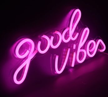 Good Vibes Neon Sign (16″ X 8″), Acrylic Board Neon Led Sign for Wall Decor, USB Powered Neon Light Wall Sign Decor for Bedroom, Kids Room, Game Room, Office, Bar, Party, Christmas