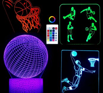QAQWQAQ 3D Night Light,4 Patterns 3D Hologram Illusion Lamp,Dimmable Remote Control/Smart Touch,16 Colors Changing Light,Room Decor Bedside Desk Lamp,Gift for Boys Girls (Style 8)