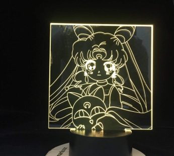 3D Illusion Lamp Night Light Sailor Moon Led Night Light for Girls Bedroom Decor Light Touch Colorful Nightlight Anime Characters 3D Table Lamp Manga Gifts(7 Colors Touch)LUOXIA