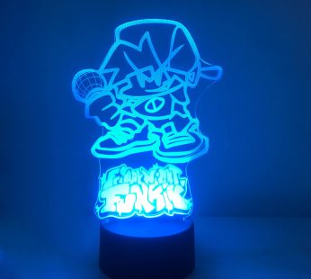 GUJ FNF 3D Night Light USB Powered LED RGB Diammable Color Changing Friday Night Funkin Boyfriend Bedside Bedside Lamp for Kids