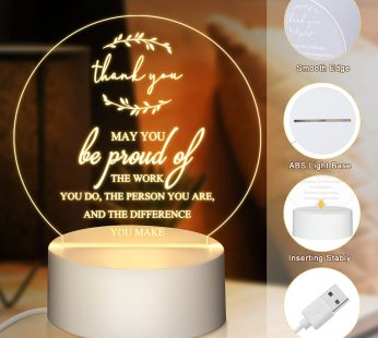 Kigley 6 Pcs Thank You Gifts for Women Acrylic Inspirational Gifts Thanks Night Light LED Engraved Night Lamp Nurse Appreciation Gifts for Boss Coworkers Teacher Doctor Nurse Daughter Mom Besties