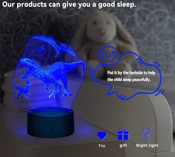 YongBuangx Dinosaur Family 3D Night Light, 7 Colors Changing Lamp for Kids with Timer & Remote Control, Smart Touch Dinosaur Toys Christmas Birthday Gifts for Boys Girls Bedroom