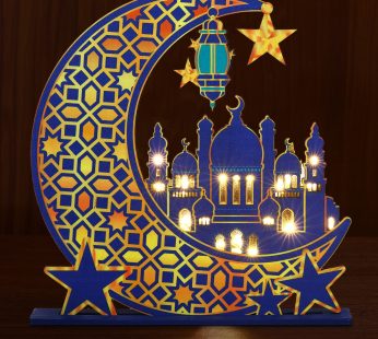 Eid Crafts Night Light Ramadan Mubarak Table Decor Light 3D Wooden Star Moon Shape LED Light Decoration, Mosque Lamp Eid Ornament Gift for Muslims, Ramadan, Islamic Wall Decor Table Centerpiece