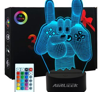 3D Game Controller Lamp, Game 3D Illusion Lamp for Children, 16 Colours Change with Remote Control, Children’s Room Decor as Christmas Holiday Birthday Gifts for Boys and Girls (AK-08)