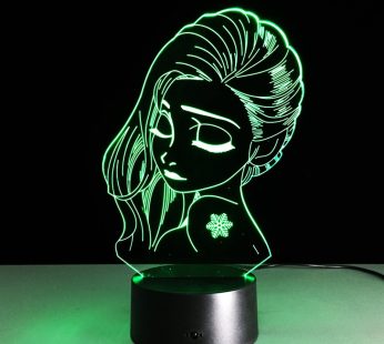 3D Led Night Lamp Visualization Illusion 7 Color Change Touch Button Switch And Usb Powered Amazing Art Optical Unique Lighting Effects Desk Table Night Light For Bedroom Home Decor ( Girl )