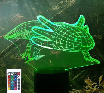 CooPark 3D Axolotl Lamp Night Light Mexican Salamander Fish Illusion Lamp for Kids, 16 Colours Changing with Remote Control, Kids Bedroom Decor as Xmas Holiday Birthday Gifts for Boys Girls