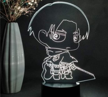 Tatapai 3D Night Light Illusion Led Lamps Decor lamp for Kids Anime Attack on Titan Night Light Kids Gift Home Bedroom Decor Levi Ackerman Figure Nightlight Led 3D Manga Figurine Table Lamp