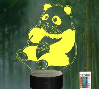 Ammonite Panda Gift, 3D Lamp Night Light 3D Illusion lamp for Kids, 16 Colors Changing with Remote, Kids Bedroom Decor as Xmas Holiday Birthday Gifts for Panda Fan Boys Girls
