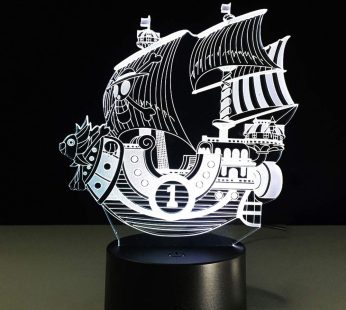Abstractive 3D LED Pirate Ship Nightlights Table Desk Optical Illusion 7 Color Change Lamps for Girls Kids Baby Boys and Room Decor