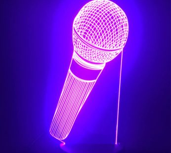 3D Microphone Night Light Touch Switch Decor Table Desk Optical Illusion Lamps 7 Color Changing Lights LED Table Lamp Xmas Home Love Birthday Children Kids Decor Toy Gift