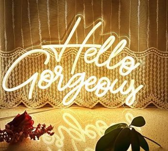Hello Gorgeous LED Neon Light Sign for Wall Home Party Wedding Bedroom Birthday Art Backdrop Bar Club Decoration, Dimmable Switch, Best Gift for Girls, Boys, Kids, Colleagues, Family, Warm White