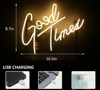 Good Times Neon Signs Neon Light for Wall Decor Warm White Led Neon Light USB Powered Neon Signs for Wedding, Party, Birthday Man Cave Bedroom Game room Living room Decor