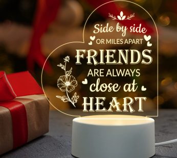 Best Friend Night Light Gifts – Long Distance Friendship Gifts for BFF, Bestfriend, Besties – Friend Gifts for Christmas, Birthday, Graduation, Housewarming, USB Powered Acrylic Night Light