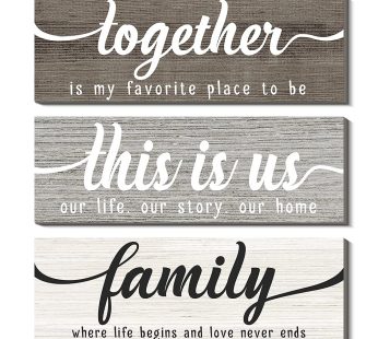 Creoate Live laugh Love Wall Decor 3 Pieces Inspirational Family Wall Decor Set, Blue Rustic Wood Home Sign Wall Hanging Decorative for Living Room Bedroom, 4.7×13.7 Inch x3 , Small