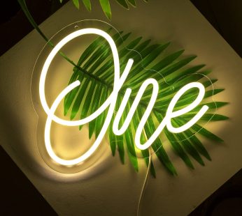 One Neon Light First Birthday Letter Neon Sign Warm White Led Neon Light Number Neon Sign for Bedroom Birthday Party Christmas Home