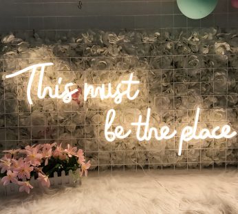 This Must Be The Place Neon Sign for Wall Decor, Large Quote Neon Light Signs for Anniversary, Wedding, Birthday
