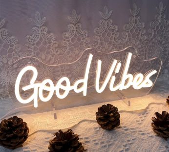 Good Vibes Table Number Neon Sign Desk Lamp Night Light Wedding Letter LED Neon Sign Wedding Table Decorations Neon Light Bedroom Home Room Decor Christmas Party Warm White USB 40×10.7 CM