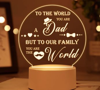 Buioata Christmas Gifts for Father, Night Light Dad Birthday Gifts, Idea Engraved Fathers Day Birthday Christmas Valentines Day Gifts for Dad, Step-Dad, Acrylic Dad Gifts